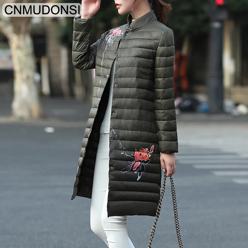 CNMUDONSIThin section Winter Collection Women's Coat Jacket Stand Collar Cold-Resistant Warm Long Parkas Female Quilting Cotton | Женская