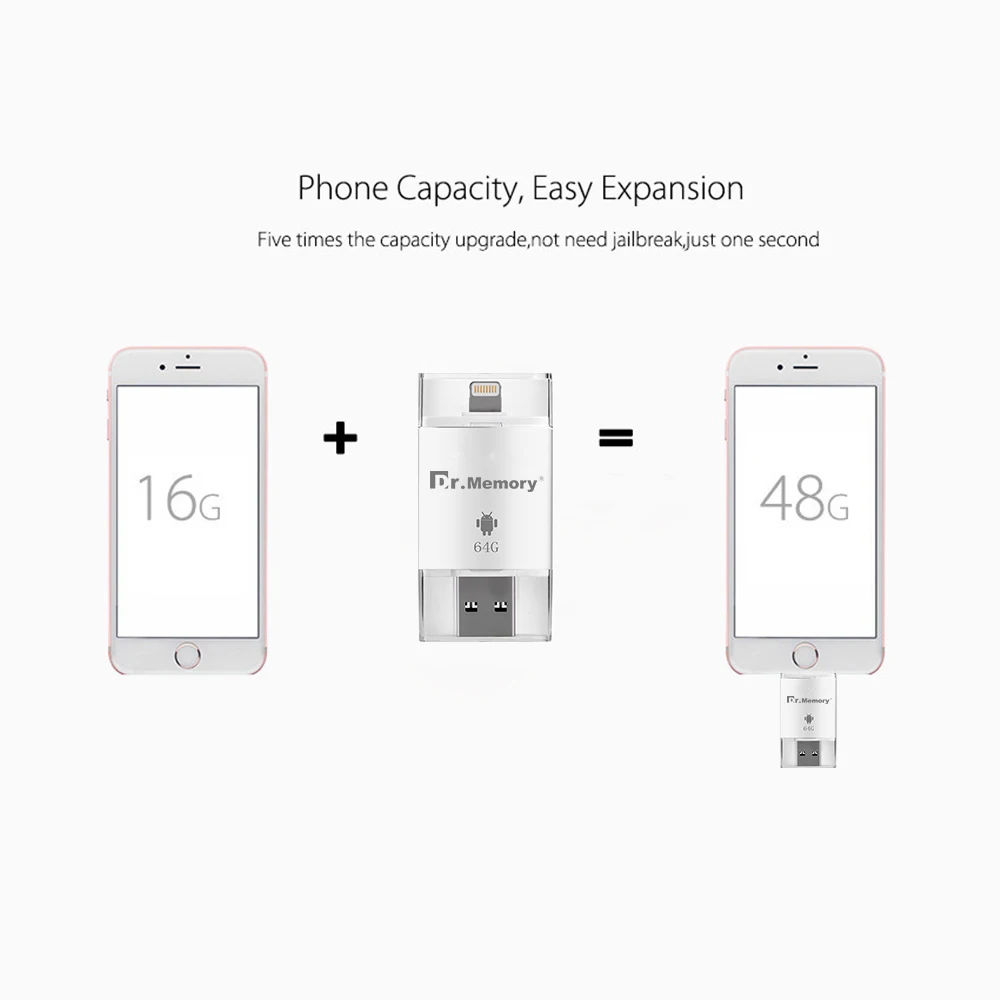 Флеш накопитель Dr.memory i flash drive OTG android USB для Apple ipad iphone 6s 7 карта памяти 16 32 64 ГБ