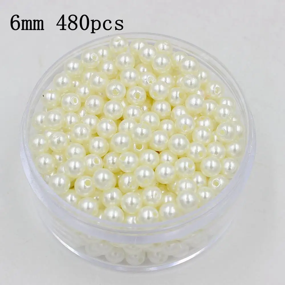 Ivory 6mm 480pcs 3/4/6/8/10/12/14/16/18/20 мм дешевый круглый искусственный жемчуг бусы ручной работы DIY браслет ювелирные изделия Аксессуары для изготовления - Цвет: Ivory 6mm 480pcs