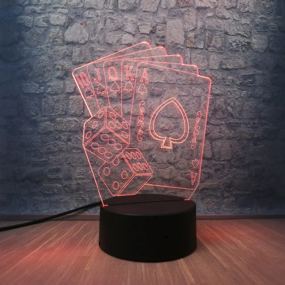 Креативный 3D светодиодный USB светильник волшебник украшение Техасский HOLD EM Dice Poker
