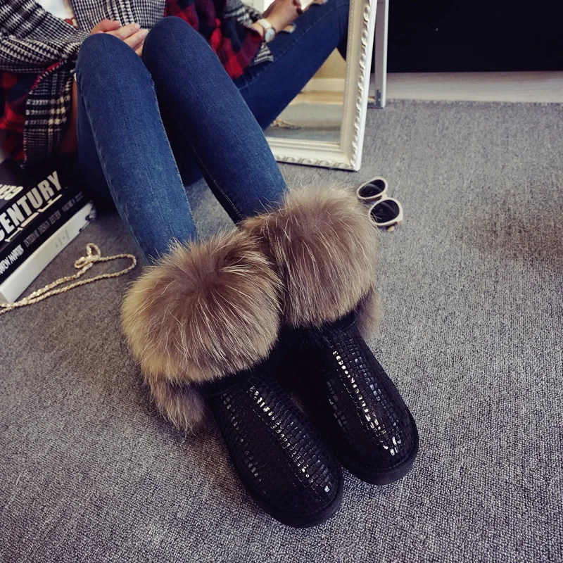 RUIYEE/женские зимние ботинки Модные кожаные Водонепроницаемые теплые Зимние с