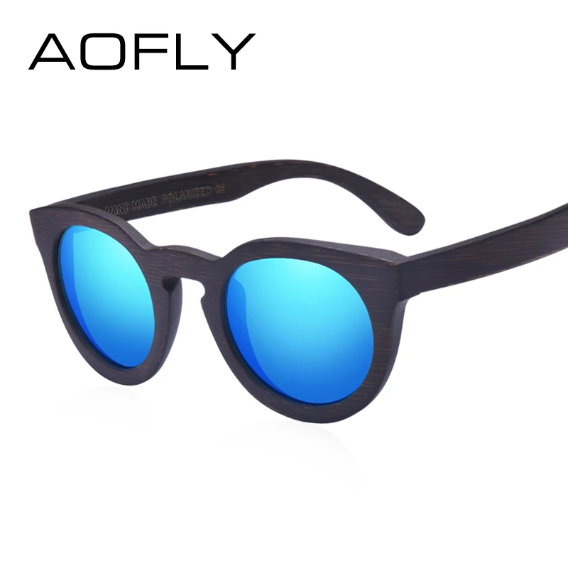 

Женские солнцезащитные очки AOFLY, поляризованные солнцезащитные очки «кошачий глаз» в деревянной оправе, винтажные, ручной работы, из бамбука, UV400, AF603