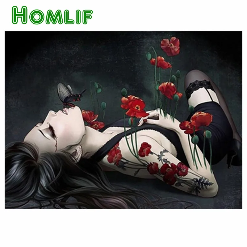 HOMLIF 5D DIY алмаз живопись спальный Красота рукоделие вышивка крестом круглый