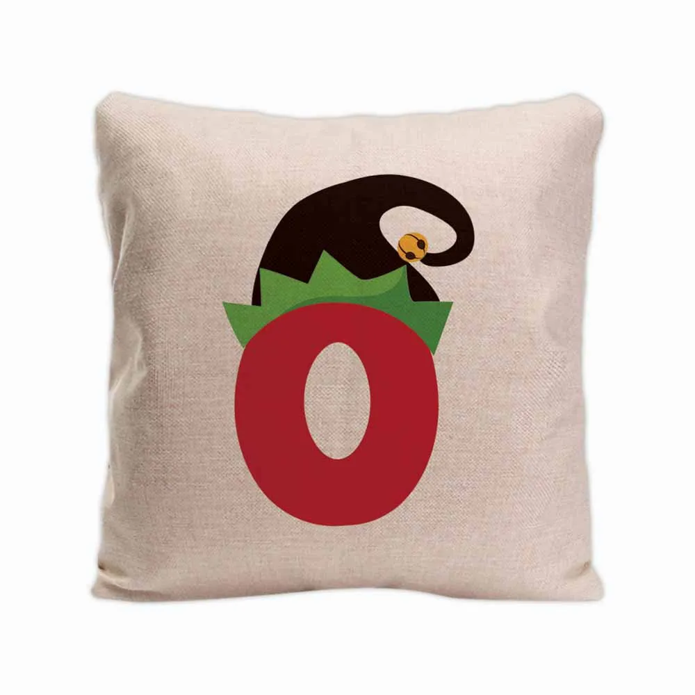 Алфавит 26 мультяшных букв квадратный Чехол на подушку Рождественская шапка и