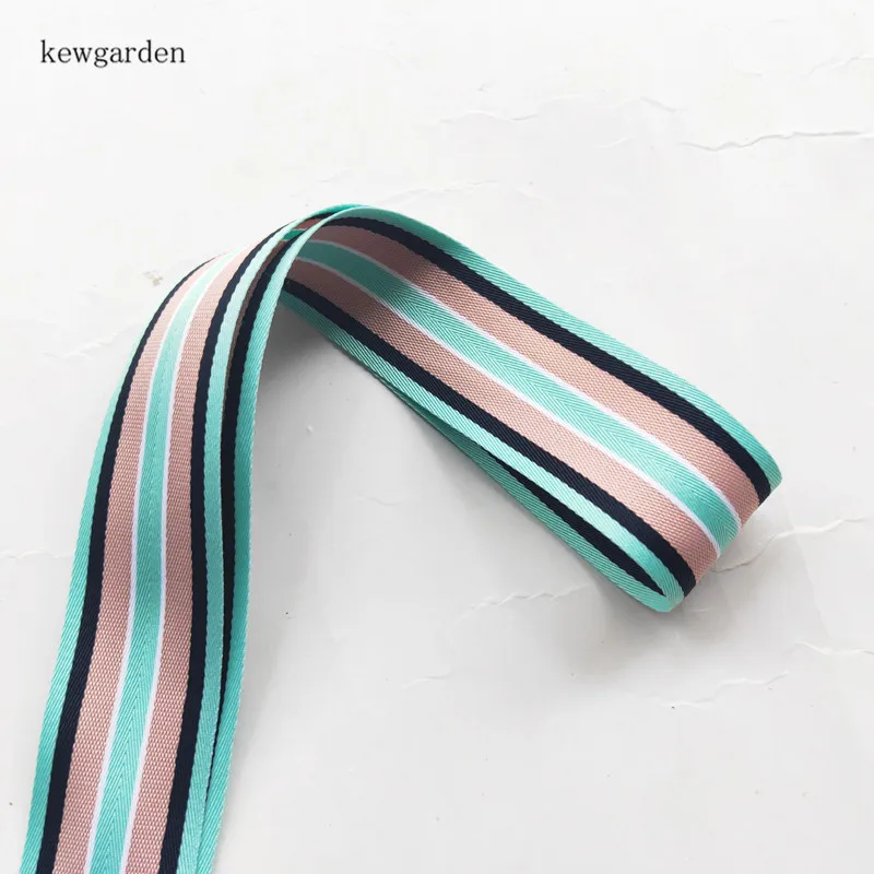 Kewgarden полосы окрашенные ленты 1," 40 мм вручную изготовленная лента DIY брошь Бант Цветок упаковка Атлас Riband лямки 5 м/лот