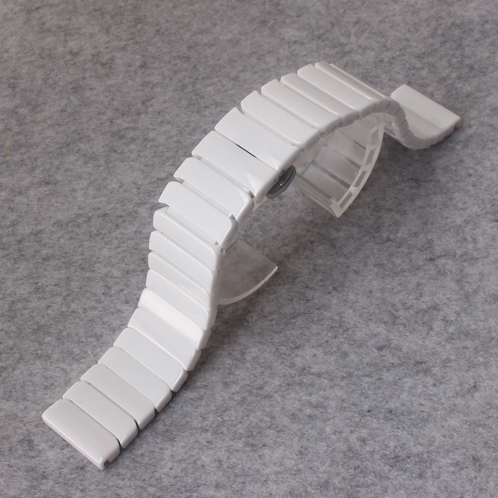 

Polished Strap for Watch men 44mm 40mm iWatch band 42mm/38mm Butterfly Metal Buckle Ceramic Bracelet Watchbands serie 5 4 3 se 6