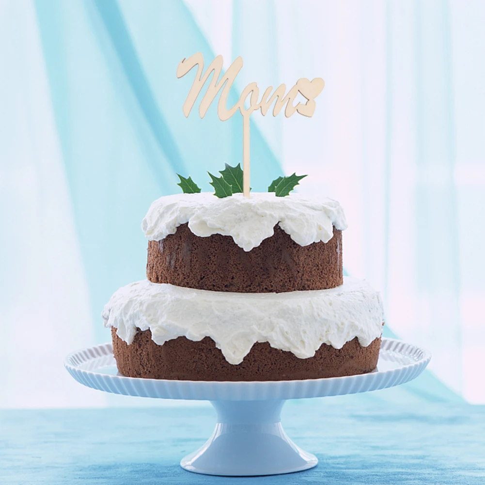 Лидер продаж деревянные украшения для торта на День Матери вечерние