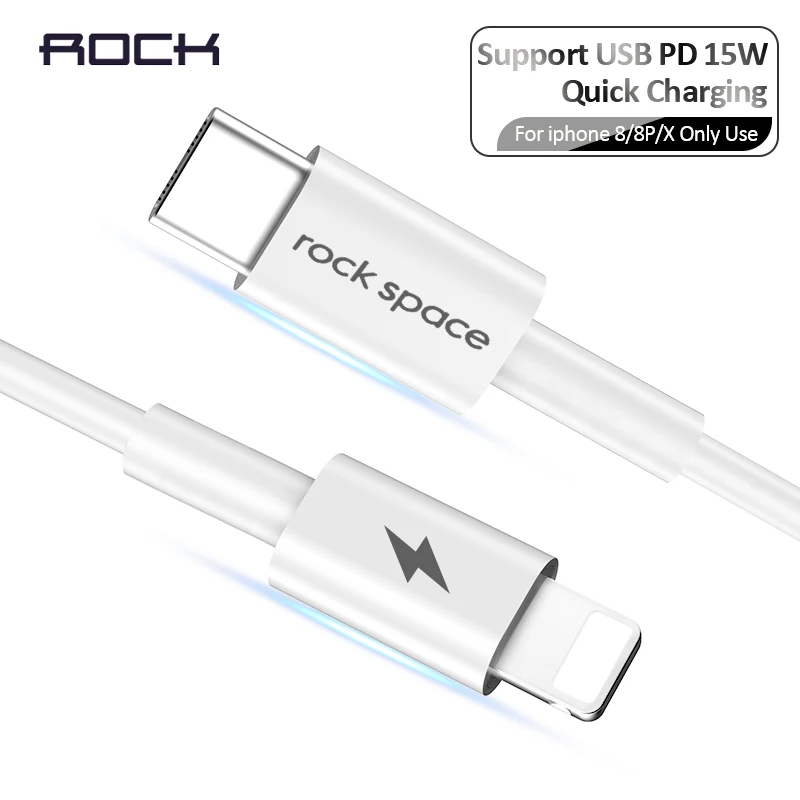 ROCK type C PD кабель для USB 8-контактный быстрой зарядки iPhone X 8/8 Plus Кабель передачи