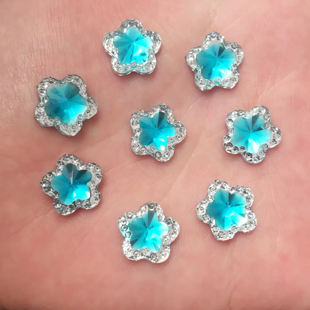 80pcs shiny Resin Double-Color 12mm Flower flatback rhinestone Ornaments DIY Wedding appliques craft SW31*2 | Дом и сад