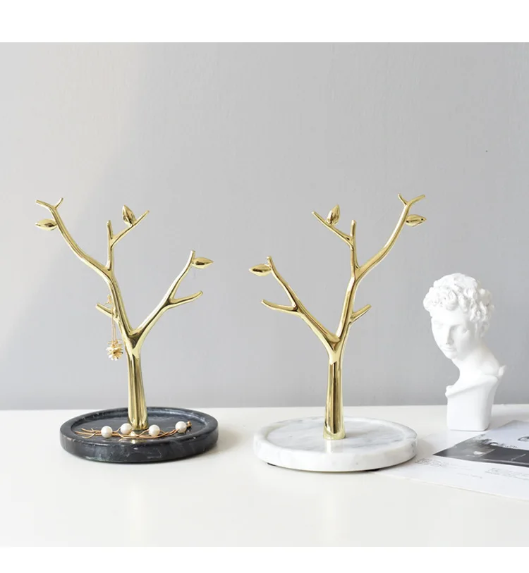 New Natual Marble Leaf Branch Jewelry Stand for Home Decoration and Necklace Rings Display Tree Ornaments