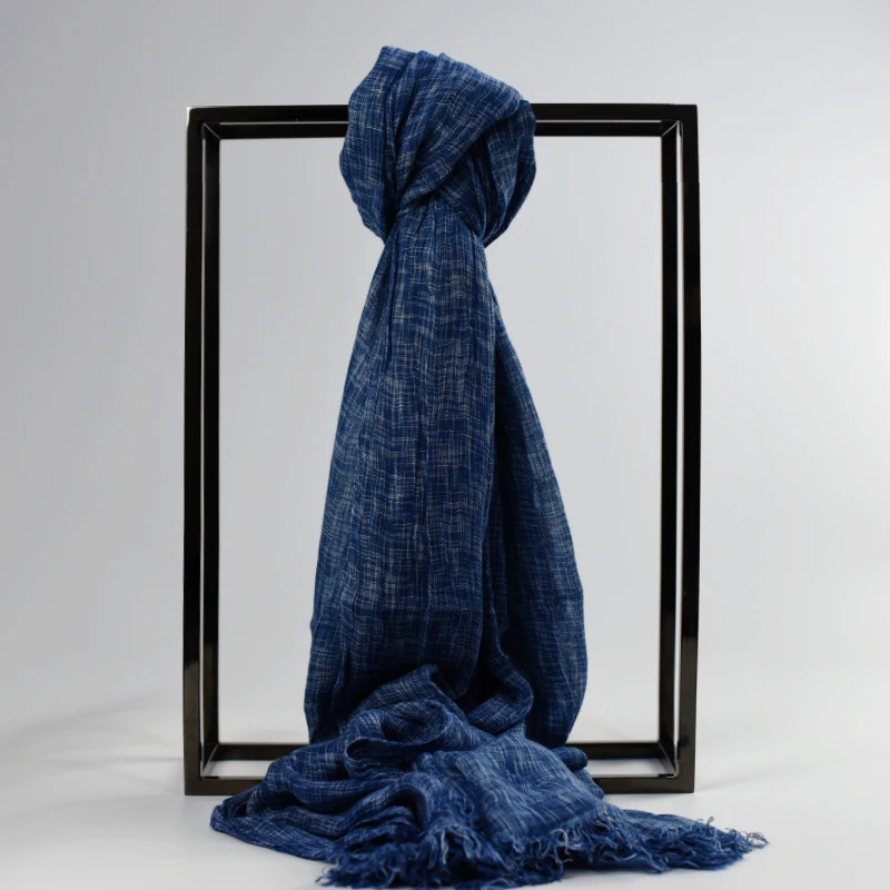 Весенний хлопковый шарф 2018 брендовый однотонный для мужчин джинсовые синие