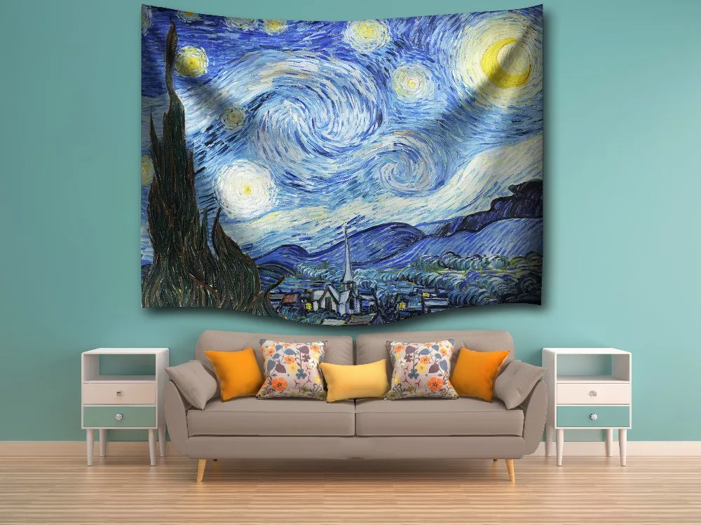 3D Ван Гог Картина маслом Звезда ночь Висячие стены гобелен из полиэстера Йога