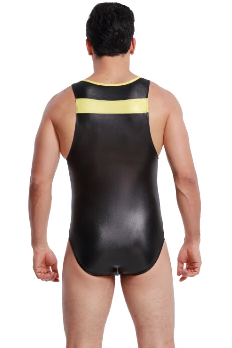 Мужской Борцовский костюм из искусственной кожи боди для мужчин сексуальный