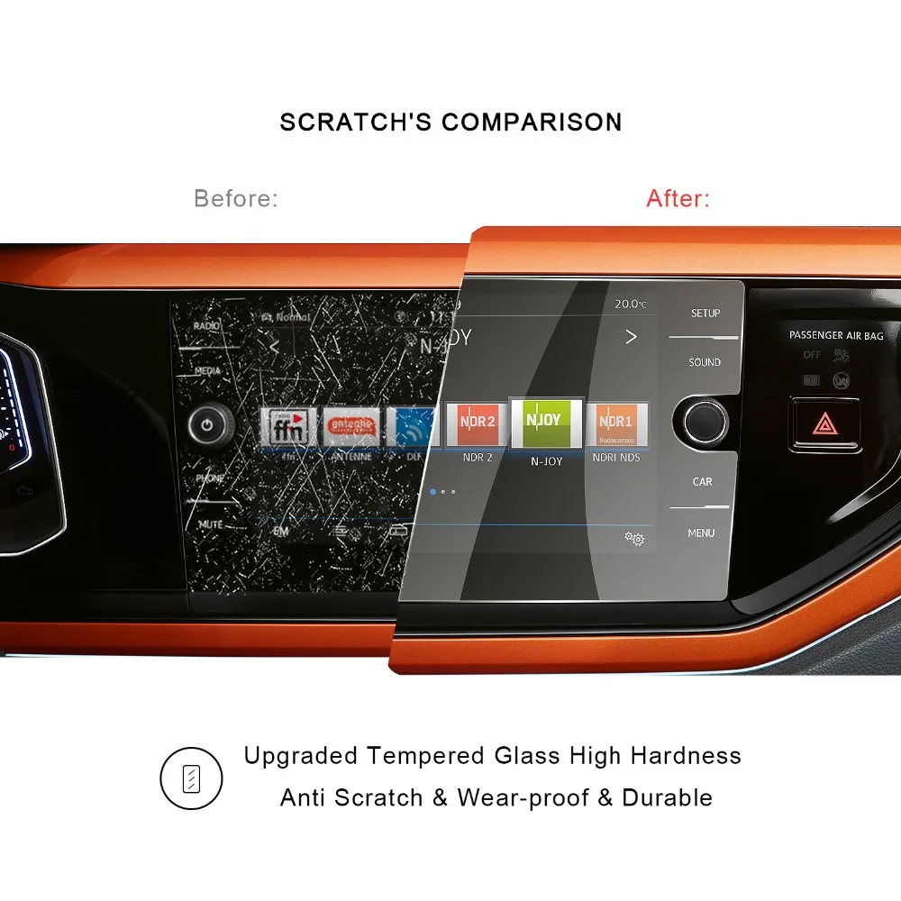 RUIYA Защита экрана для Volkswagen vw polo/vw polo 6 обнаружить Media 8-дюймовый навигационная экран, 9 H Закаленное стекло Фильм