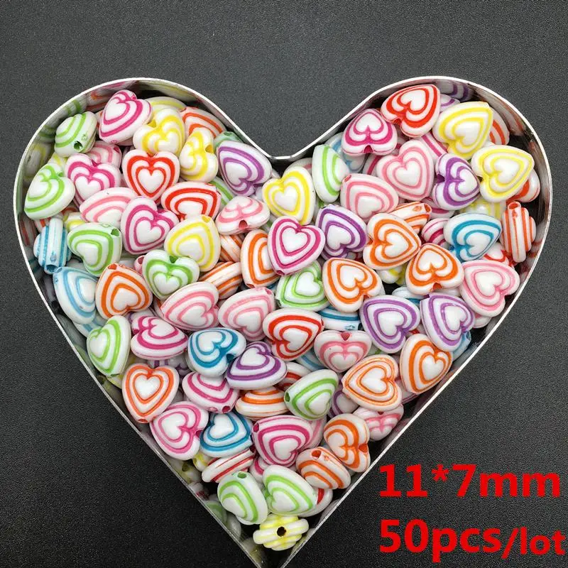 100/50 шт Акриловые бусины DIY ручной работы цветок сердце ювелирные аксессуары