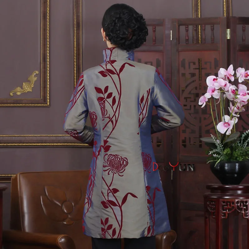 Новое поступление китайская традиция женские удлиненные пальто с ворсом