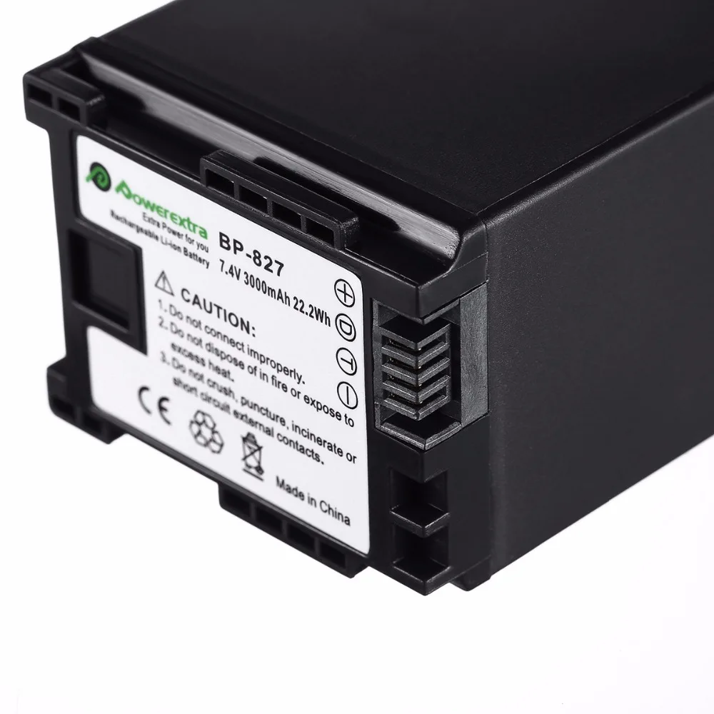 Powerextra BP-827 3000 мА/ч 7 4 в Li-Ion Батарея для Canon VIXIA HF20 HF21 HF200 HF G10 Аккумуляторы цифрового