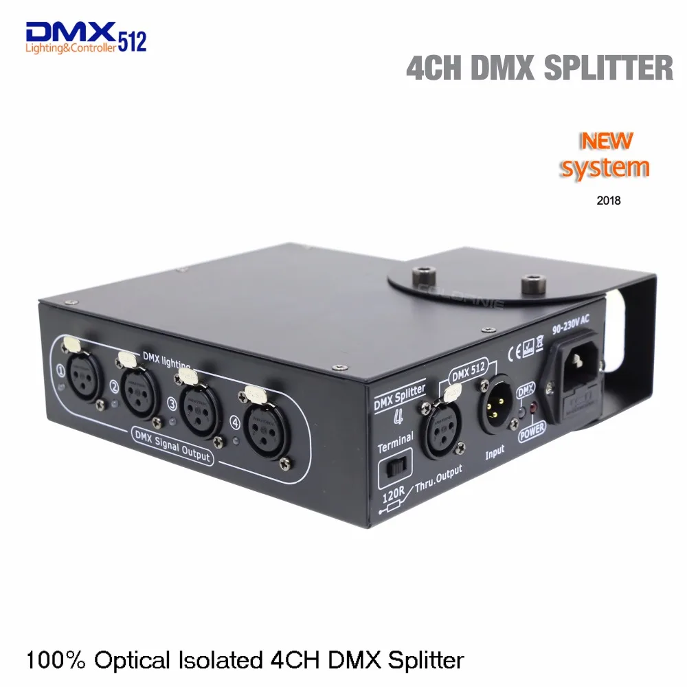 DHL Бесплатная доставка контроллер DMX 100% Оптический изолированный сплиттер 4