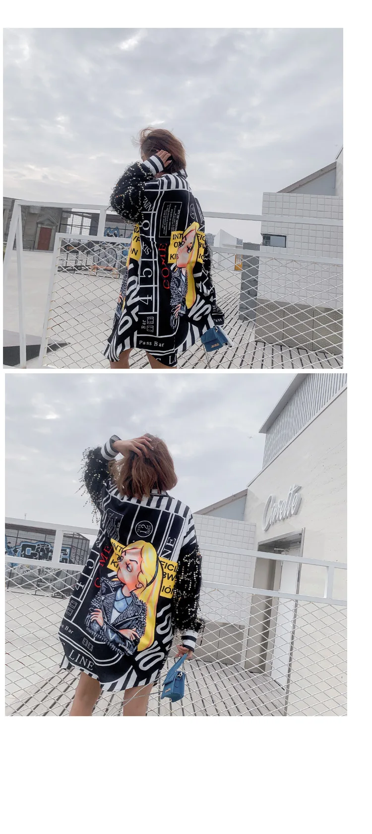 Таиланд стиль Harajuku Мультфильм блузка женская блузка и топы блестки футболка с кисточками длинный рукав женский кардиган LT534S50
