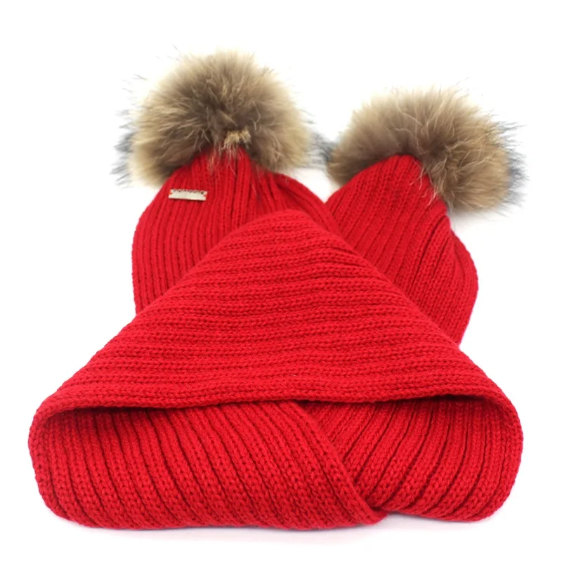 Детский зимний шарф с помпоном из натурального меха енота|kids winter scarf|fur scarfwinter scarf |