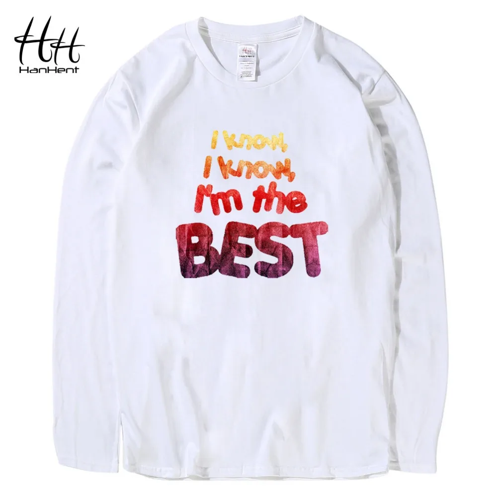 HanHent creativity letters casual men t-shirt i am the best board music t shirt spring hip hop cotton fitness clothing | Мужская одежда