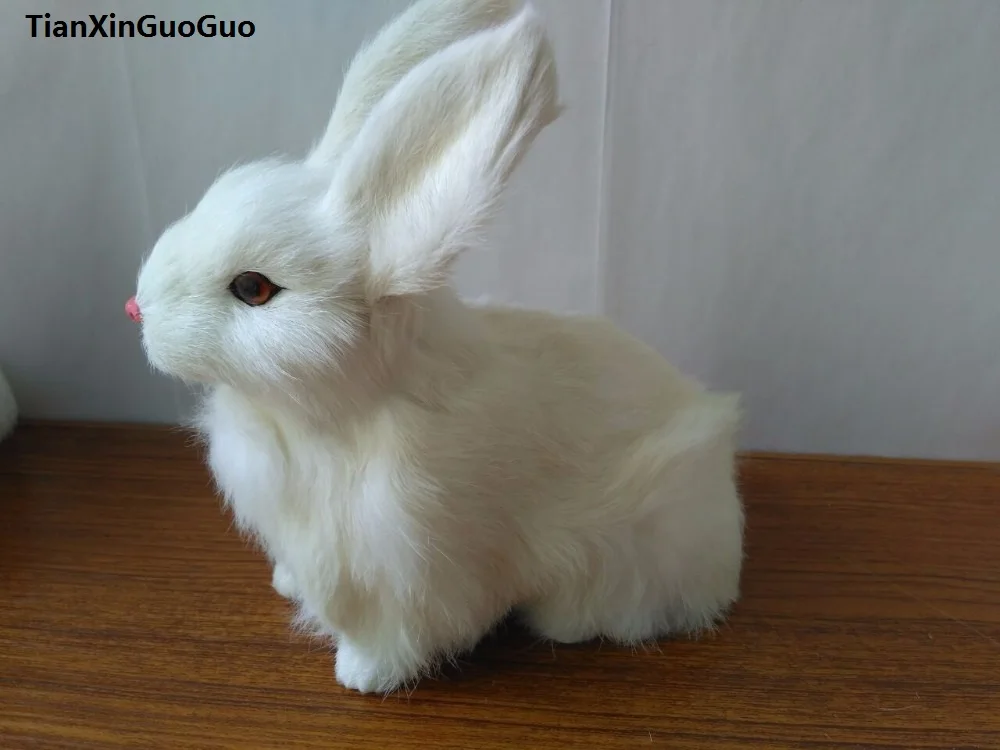 Имитация квадратного кролика жесткая модель полиэтилен и мех белый кролик большой 23x12x22 см реквизит, украшение для дома подарок s1703