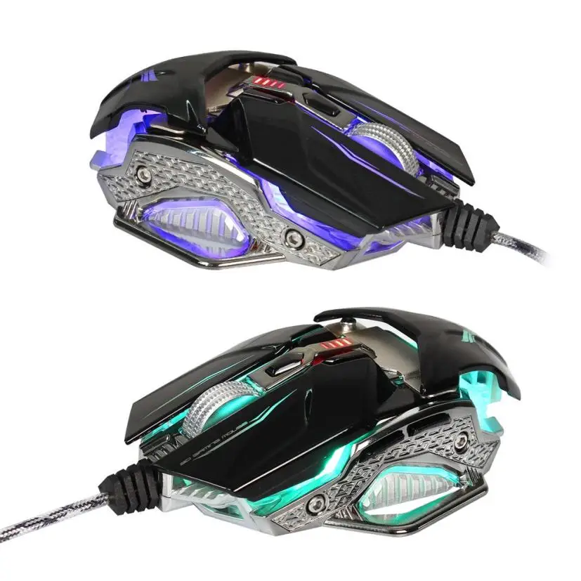 Проводная мышь MOSUNX бесшумная USB оптическая игровая эргономичная с цветной