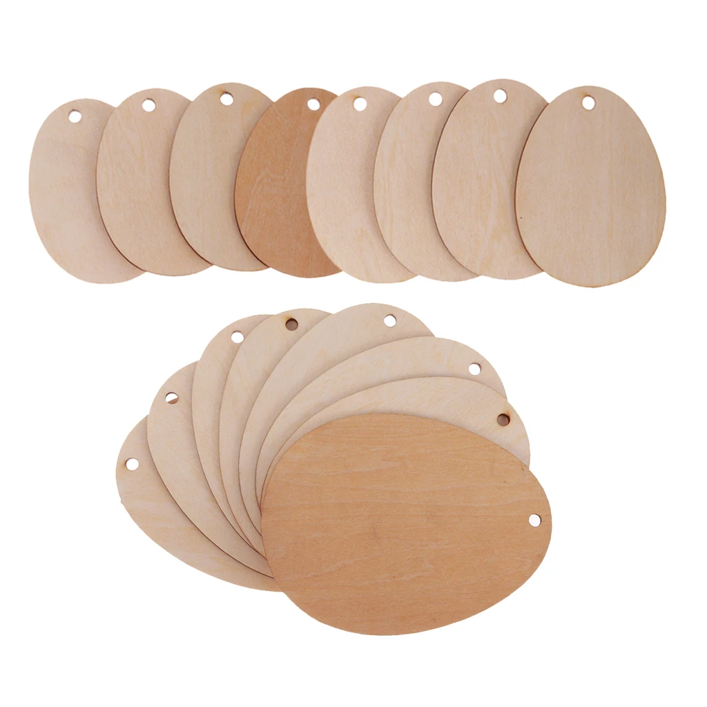 

35pcs Wooden Shape Unfinished Egg Embellishments with Hole for DIY Gift Tags 80mm 150mm