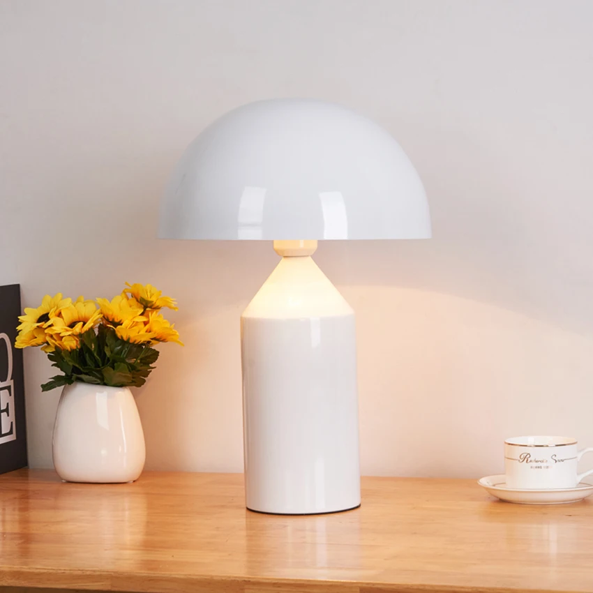 

Nordic Design White Mushroom Led Iron Table Lamps Lights Living Room Bedroom Bedside Study Desk Lamps Lighting Luminaire