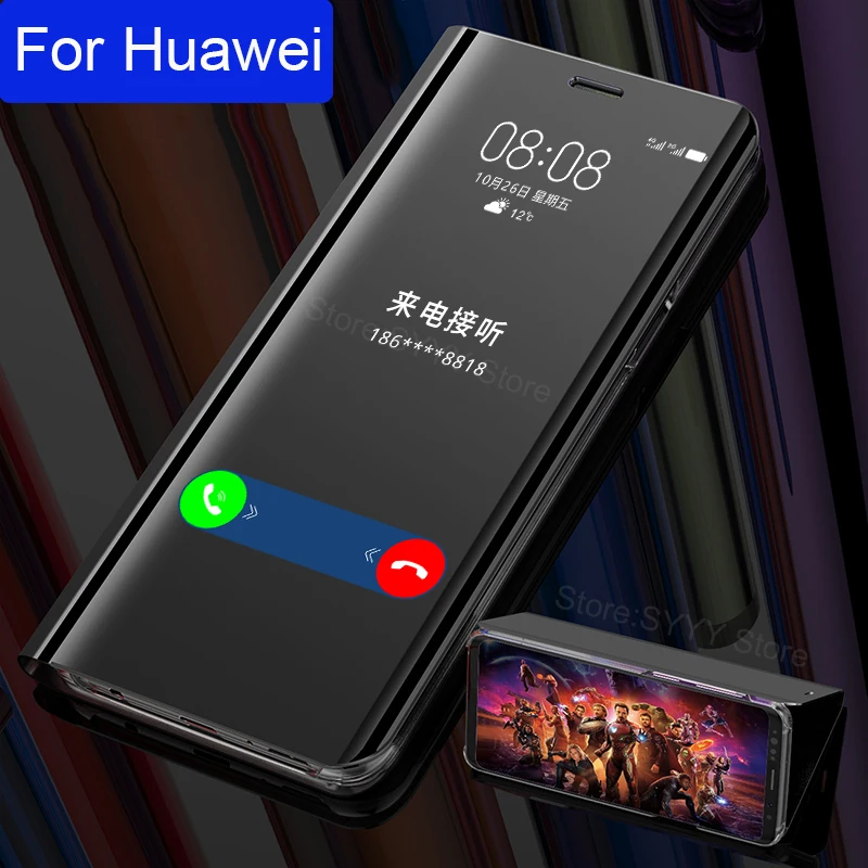 Умный зеркальный флип-чехол для Huawei P20 Lite honor 9 10 8X Play P Smart 2019 Y6 Y7 2018 Nova 3i 3 4 Mate 20 P10 -