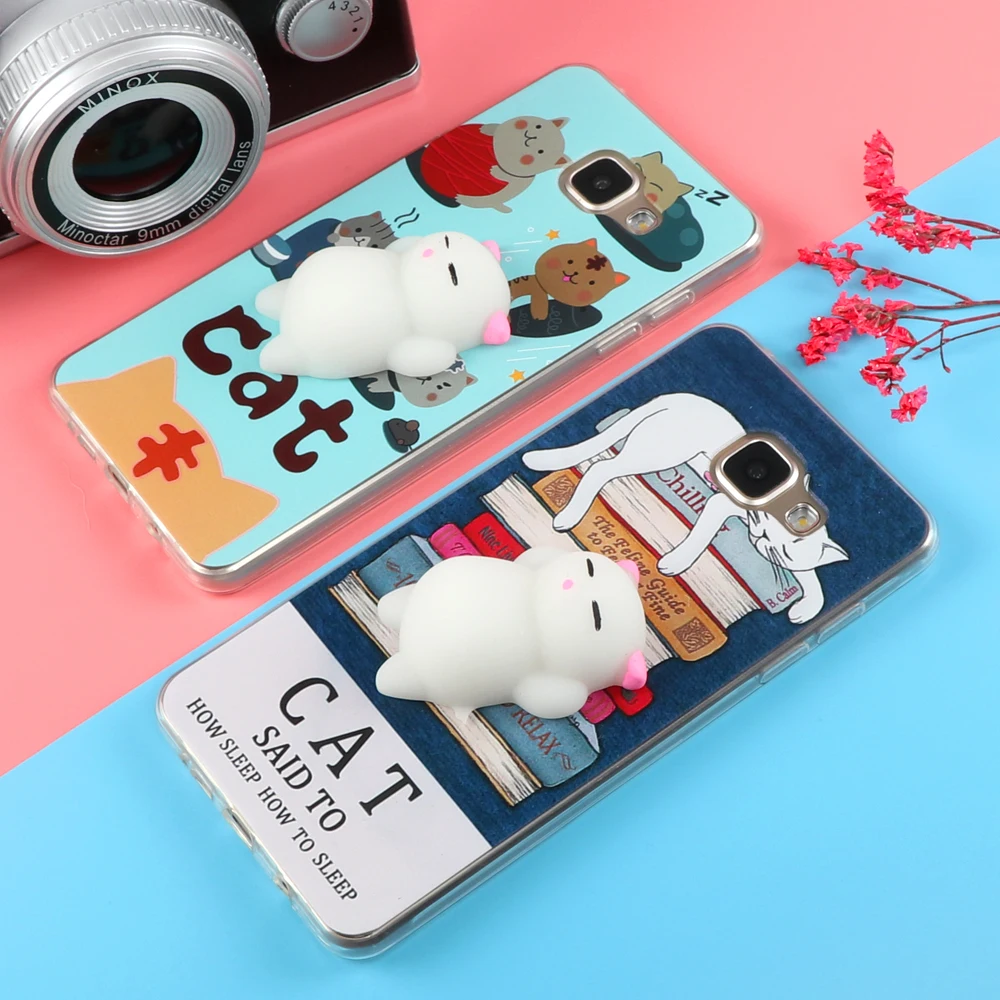 Смешной милый кот Мягкий чехол для телефона для samsung Galaxy J3 J5 J7 A3 A5 A7 S6 S7 край S8 Plus Note 8 мягкие Мультяшные из ТПУ