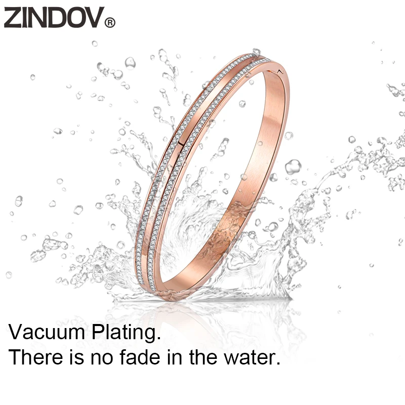 ZINDOV классические женские золотые браслеты браслет с двумя линиями кристаллов