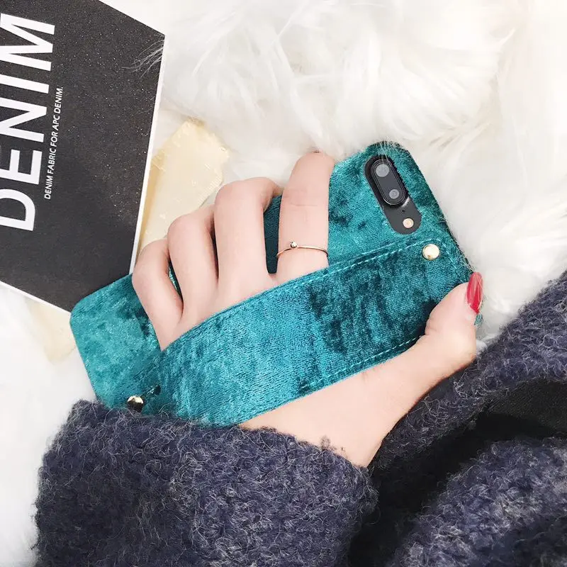 Hot sales Fashion protector Smart phone Cases For coque iphone x Case 6s 7 8 plus Plush Cover hand strap moblie | Мобильные телефоны
