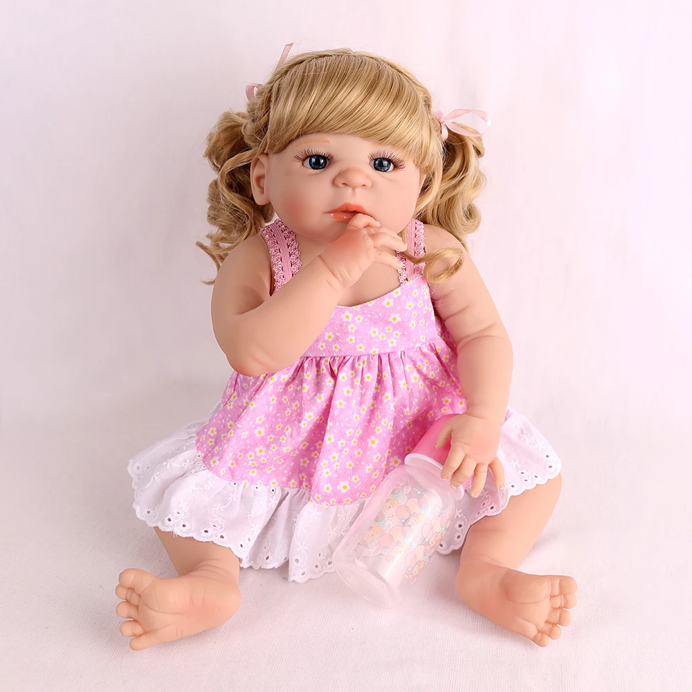 NPKDOLL Reborn Baby Doll 22 дюйма полные игрушки для виниловой ванны парики из светлых волос