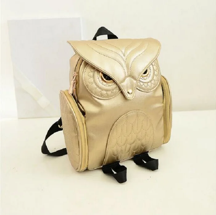 Модный женский рюкзак новинка 2016 стильный черный из искусственной кожи с совой
