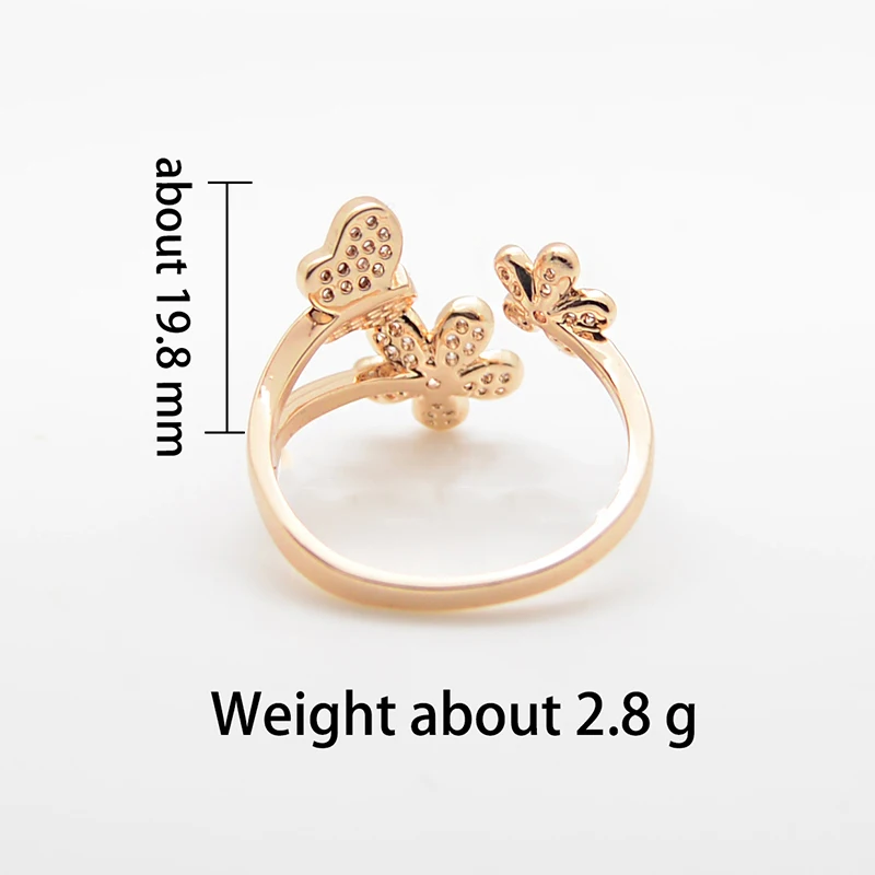 JZTOP роскошные свадебные кольца с цветами и бабочками из циркона женские