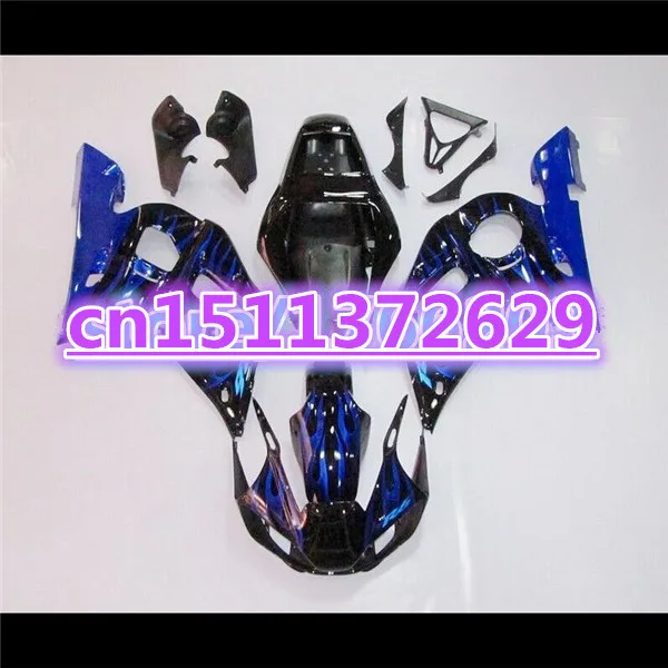 ABS обтекатель комплект (Dor) YZFR6 98-02 YZF R6 98 99 00 01 02 синий Пламя Черный YZF600 1998 2002