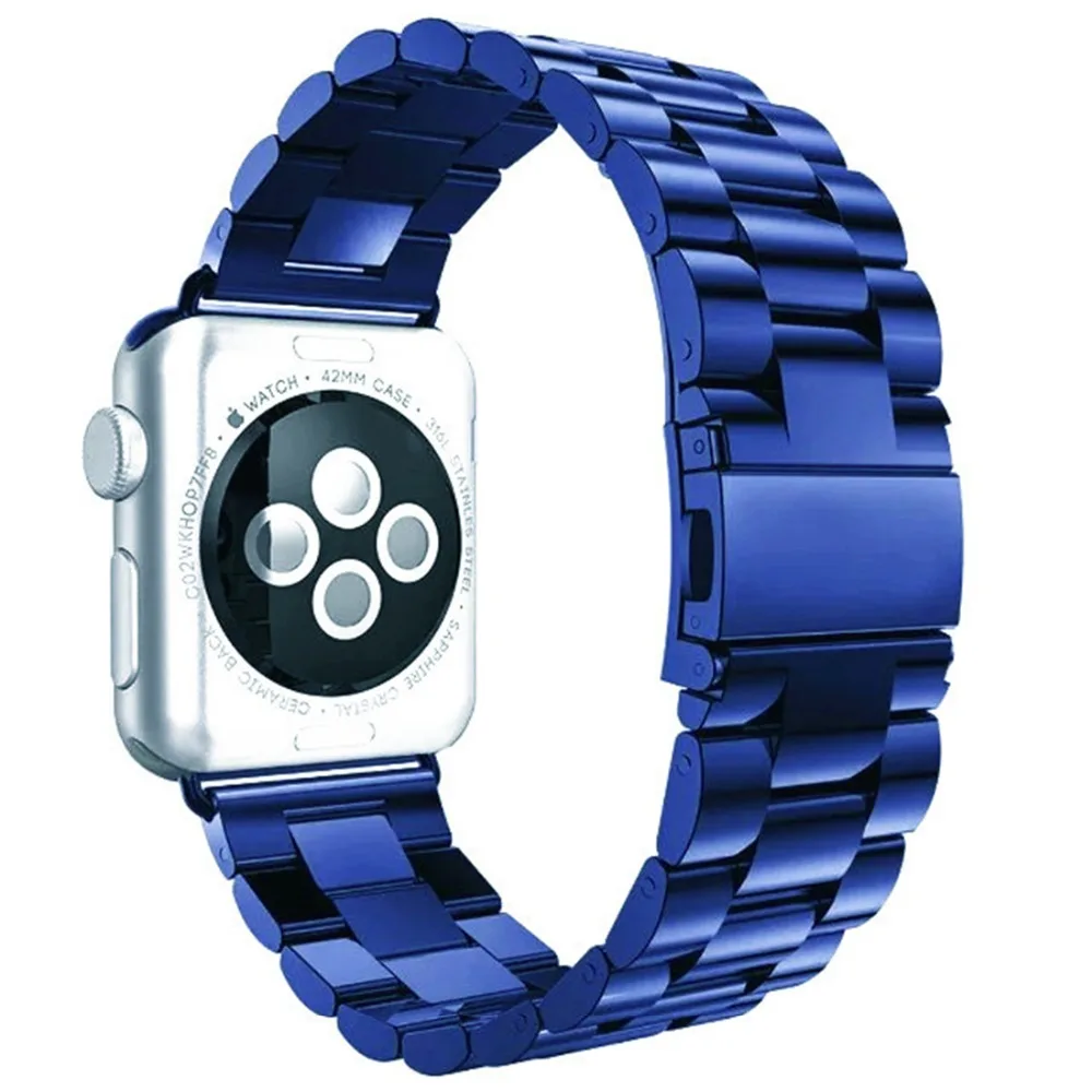 Ремешок для Apple watch Band 4 5 correa iwatch 42 мм 38 мм 3 2 44 мм 40 мм браслет из нержавеющей стали pulseira Apple watch 4 аксессуары - Цвет ремешка: blue