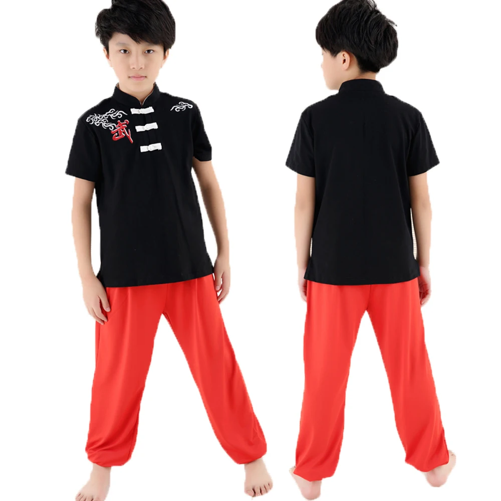 Новая высококачественная детская форма ушу с коротким рукавом тренировочный