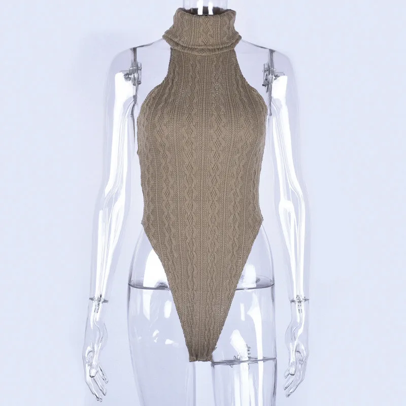 2019 New Women High Neck Sleeveless Bodycon Sexy Bodysuit Fashion Solid Slim Jumpsuit Party Club Casual Stretchy Playsuit |