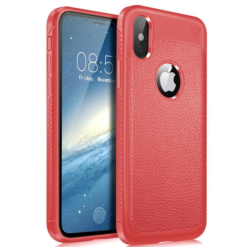 Прочный чехол для iPhone X мягкий кожаный Силиконовый противоударный бампер XS