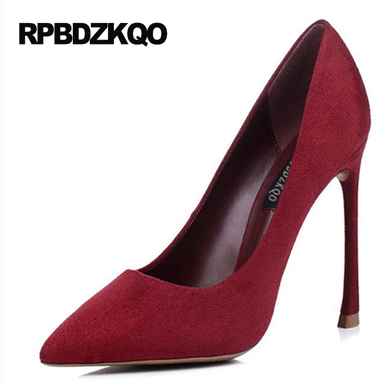 Winkle Picker замша ультра платье тонкий Указательный палец Размер 33 насосы красный