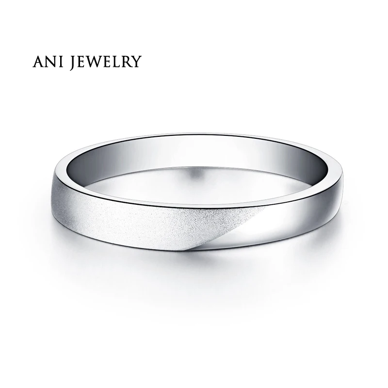 

ANI 18K White Gold (AU750) Wedding Ring 0.11 CT Certified I/SI1 Natural Diamond Jewelry Romantic Couple Ring for Lovers Proposal