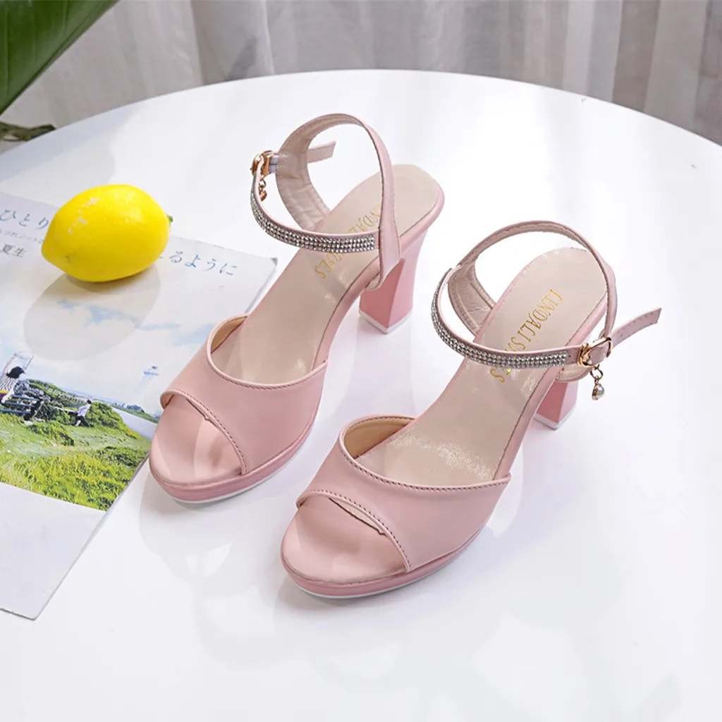 SAGACE Для женщин со скрытой пряжкой с открытым носком толстый каблук на высоком