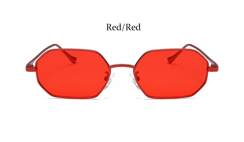 Red Red Квадратные женские солнцезащитные очки, модные брендовые женские солнцезащитные очки, Ретро стиль, металлическая оправа, солнцезащитные очки для мужчин, шестигранные, UV400 - Цвет линз: Red Red