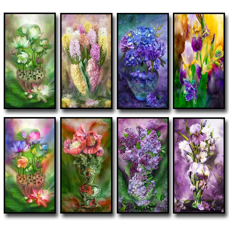 Алмазная вышивка цветок 5D квадратная крестом с украшением в виде кристаллов