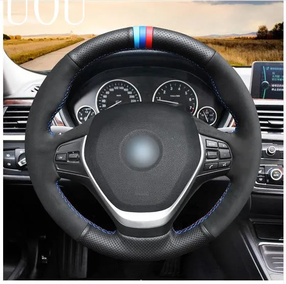 Puou Tommia черный замшевый Синий Маркер крышка рулевого колеса для BMW F20 2012 2018 F45 2014 F30