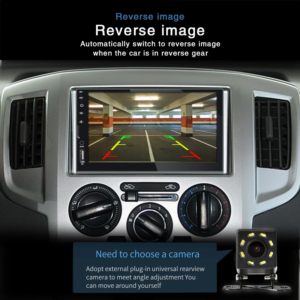 AMPrime 2 din Universal Car Radio 7'' MP3 MP5 Bluetooth Multidia Player Mirrorlink FM AUX/USB/SD Autoradio Backup Steering Wheel |