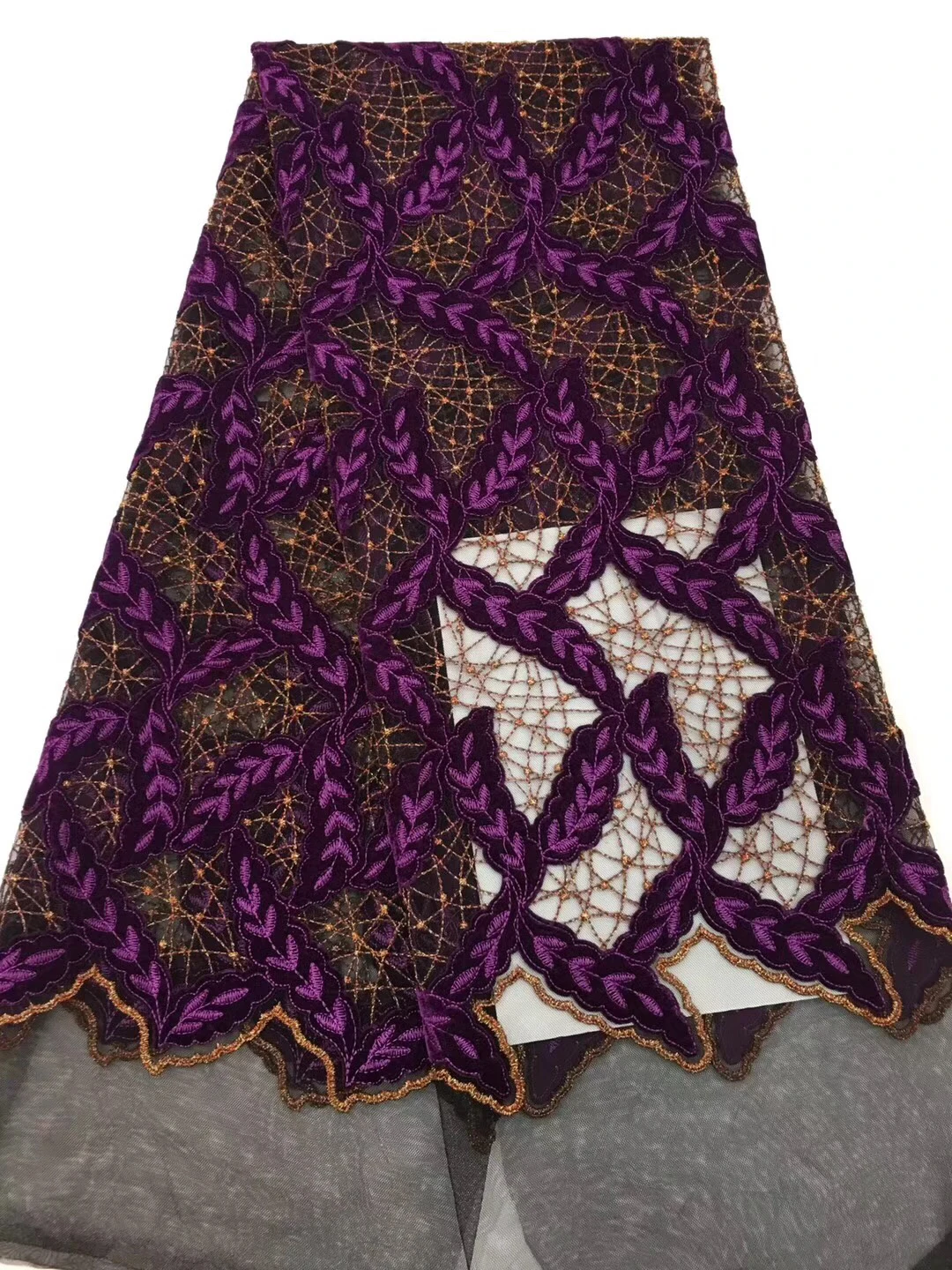 

African Bazin riche getzner Lace Fabric Gold Line Embroidered High quality 2018 French Tulle Lace With Guipure Lace FabricLCD935