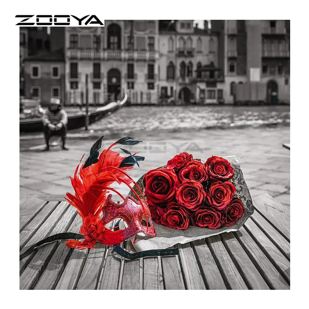 ZOOYA Алмазная вышивка DIY картина живописная Красная роза цветок маска крестиком